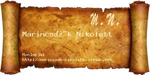 Marincsák Nikolett névjegykártya